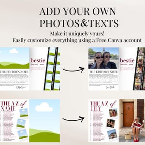 Geburtstag Magazin Vorlage | Personalisierte Geburtstagsgeschenk für den besten Freund | Bearbeitbare Canva Vorlage | Bestie Schwester Geschenk | Erinnerungsstück Bild 7