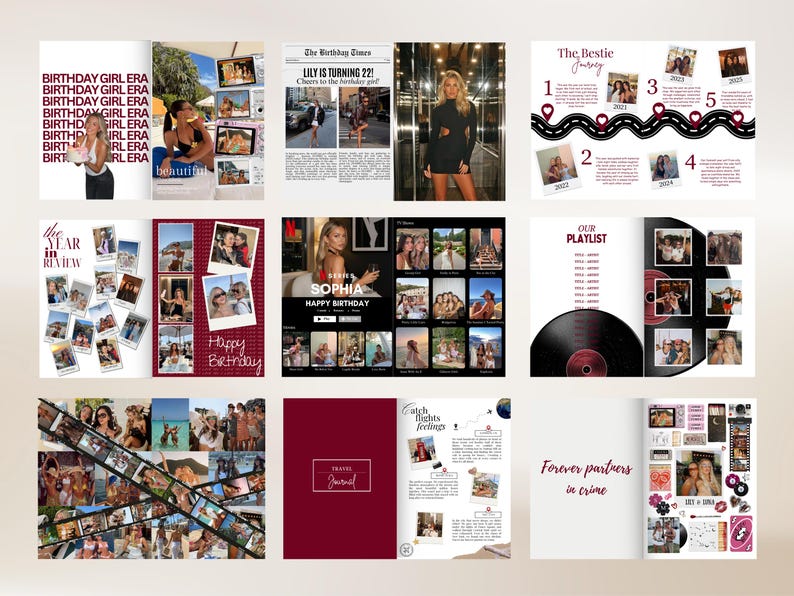 Geburtstag Magazin Vorlage | Personalisierte Geburtstagsgeschenk für den besten Freund | Bearbeitbare Canva Vorlage | Bestie Schwester Geschenk | Erinnerungsstück Bild 3