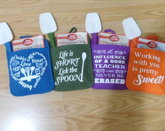 Personalisierter und lustiger Spruch auf Taschentopflappen Geschenksets-Backen-Geschenk, Lehrergeschenk, Keksgeschenk, Weihnachtsgeschenk