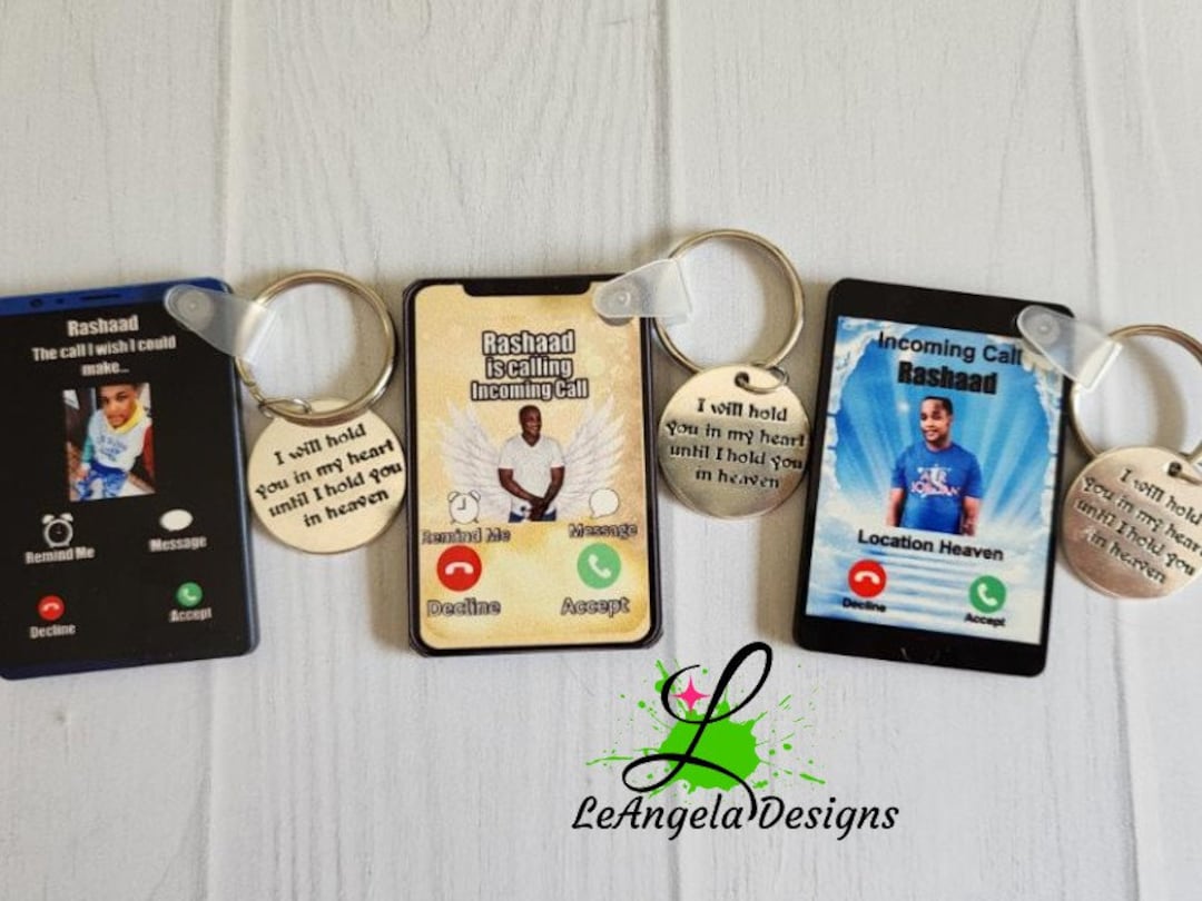 Personalised Memorial Mobile Phone Keyring " The Call I Wish I Could Make" GIFT | UK