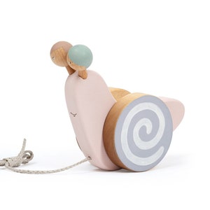 Zieh- und Schiebespielzeug einer Schnecke, Schiebespielzeug aus Holz für Kleinkinder