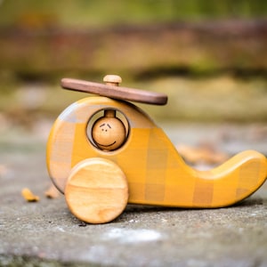 Wooden Helicopter Toy, Natural Toys for Toddlers, Wooden Toys image 1