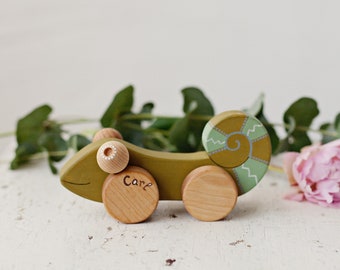 Wooden Toy Chameleon, Personalized Gift for Kid