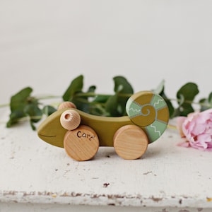 Wooden Toy Chameleon, Personalized Gift for Kid