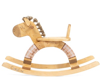 Regalo personalizzato per bambini, cavallo a dondolo in legno unico realizzato da una piccola azienda familiare