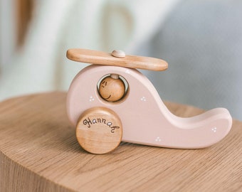 Wooden Toy for 3 Year Old, Heirloom Toy for Toddler, Personalized Gift Helicopter Toy