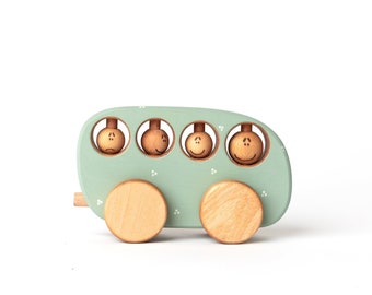 Wooden Toy Car for Toddlers, Personalized Gift Toy for 1 2 3 Year Old Toddler Boy & Girl