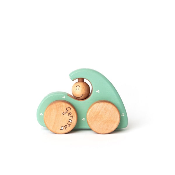 First Birthday Gift for Toddler Girl and Boy, Personalized Wooden Toy Beetle Car, Custom Toy Car for 1 2 Year Old