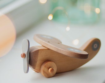 Wooden Plane Toy for 3 Year Old, Wooden Toys for Boys, Airplane Baby Shower Gift