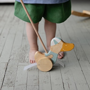 Personalized Gift For Kids, Push Along Walking Duck, Custom Wooden Toddler Toy