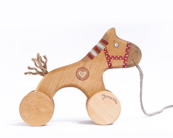 Horse on Wheels, Wooden Pull Toys for Toddlers, Montessori toys