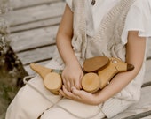 Wooden Sausage Dog Pull Toy: Natural Birch, Safe for Toddlers