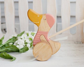 Wooden Push Toy 1 Year Old Girl Gift Duck Toy