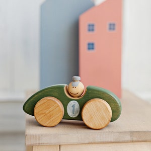 Personalized Wooden Toy Car, Toy Racing Car, Toddler Toy Car, Handmade Wooden Car, Toddler Boy Gift, a Green Car