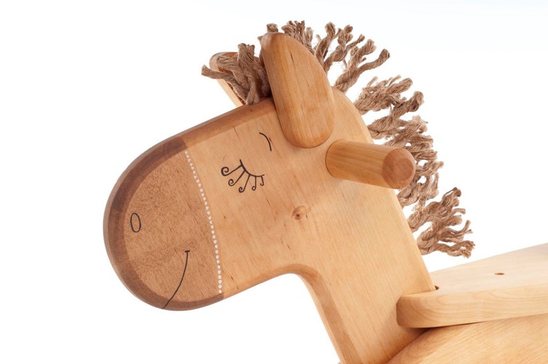 Wooden Toy, Rocking Horse, Personalized Kids Toy, Engraved Ride on Toy image 3