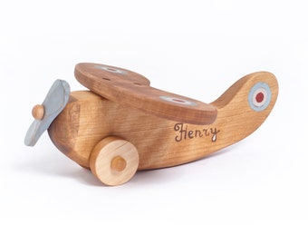 Personalized Wooden Toy Airplane, Wooden Airplane Toy, Wooden Toys For Boys, Wood Plane Toy