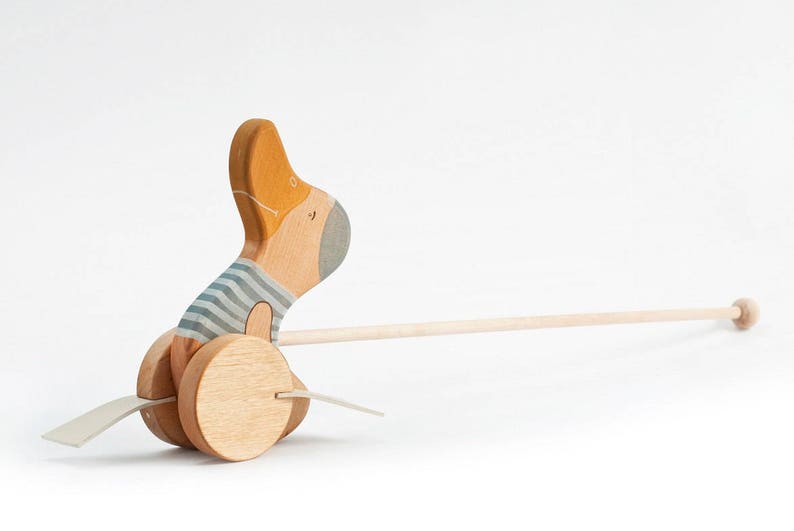 Wooden Push Toy 1 Year Old Gift Eco Friendly Push Along Duck Etsy