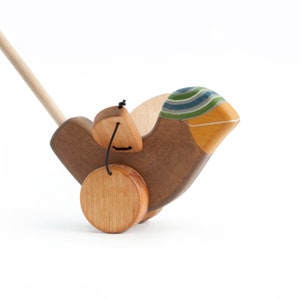 Wooden Toy, Push Toy, Wooden Toddler Toys for 1 year old, Classic Toy, a Toy Sparrow