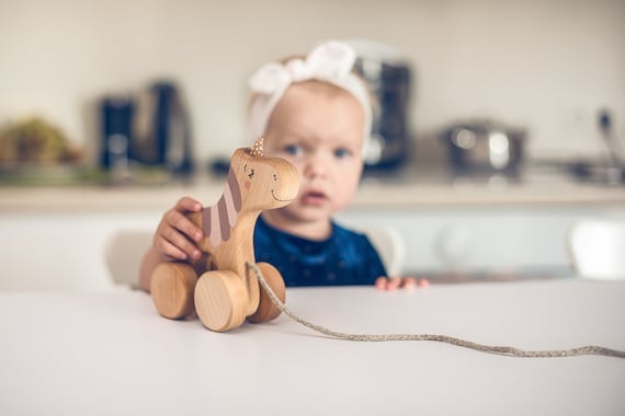 Cadeau fille de 2 ans, Licorne jouet à tirer en bois personnalisé -   France