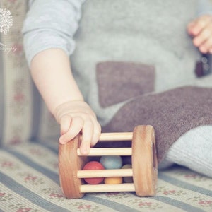 Unique New Baby Gift, Wooden Baby Rattle Toy, Handmade Organic Baby Toys for 6 months image 7