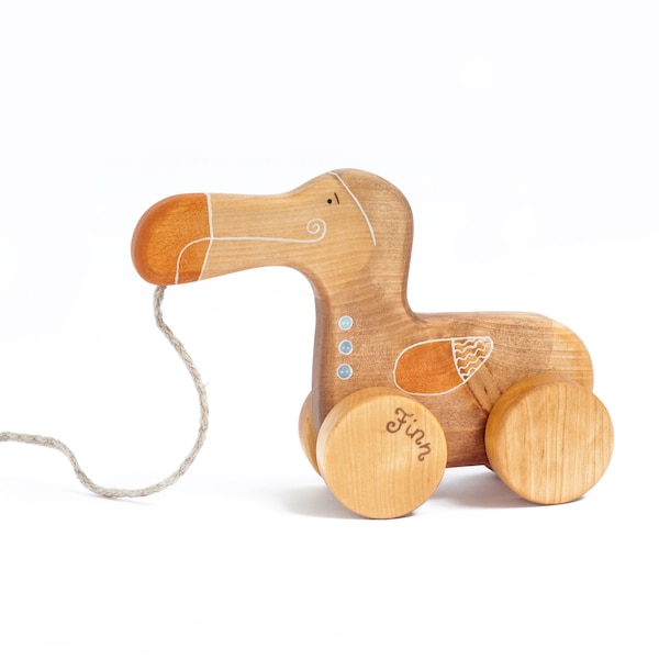 Dodo Bird Pull Toy, Wooden Toys for Toddlers,