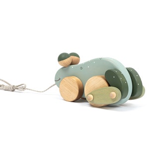 Eco-friendly Wooden Pull Toy Frog, Handmade & Hand Painted for Play and Discovery image 4