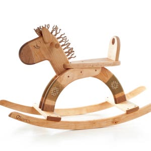 Wooden Rocking Horse, Wood Rocking Horse, 1st Birthday Gift, Handmade Wooden Toys, Toddler Gift, Personalized Gift for Kids green