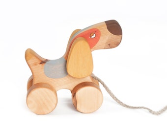 Wooden Toys, Toddler Toys, 1st Birthday Gift, Handmade Wood Toys, Pull Dog Toy, Wood Toy Dog, Personalized Pull Toy,