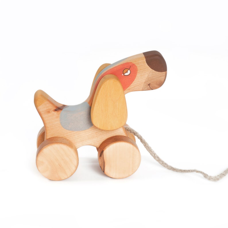Wooden Toys, Toddler Toys, 1st Birthday Gift, Handmade Wood Toys, Pull Dog Toy, Wood Toy Dog, Personalized Pull Toy, image 1