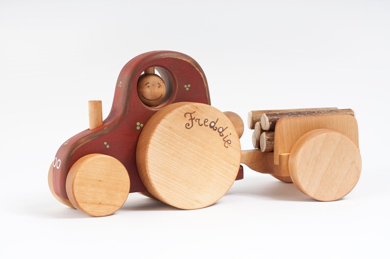 Personalised Wooden Tractor Toy, Farm Toy for Kids image 6