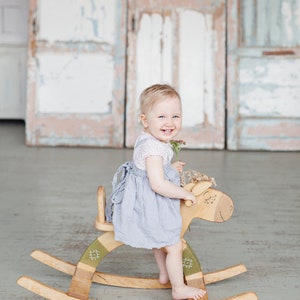 Personalized Wooden Rocking Horse, Organic Kids Toy, Wooden Toy For Toddler, Wood Ride On Toy image 5