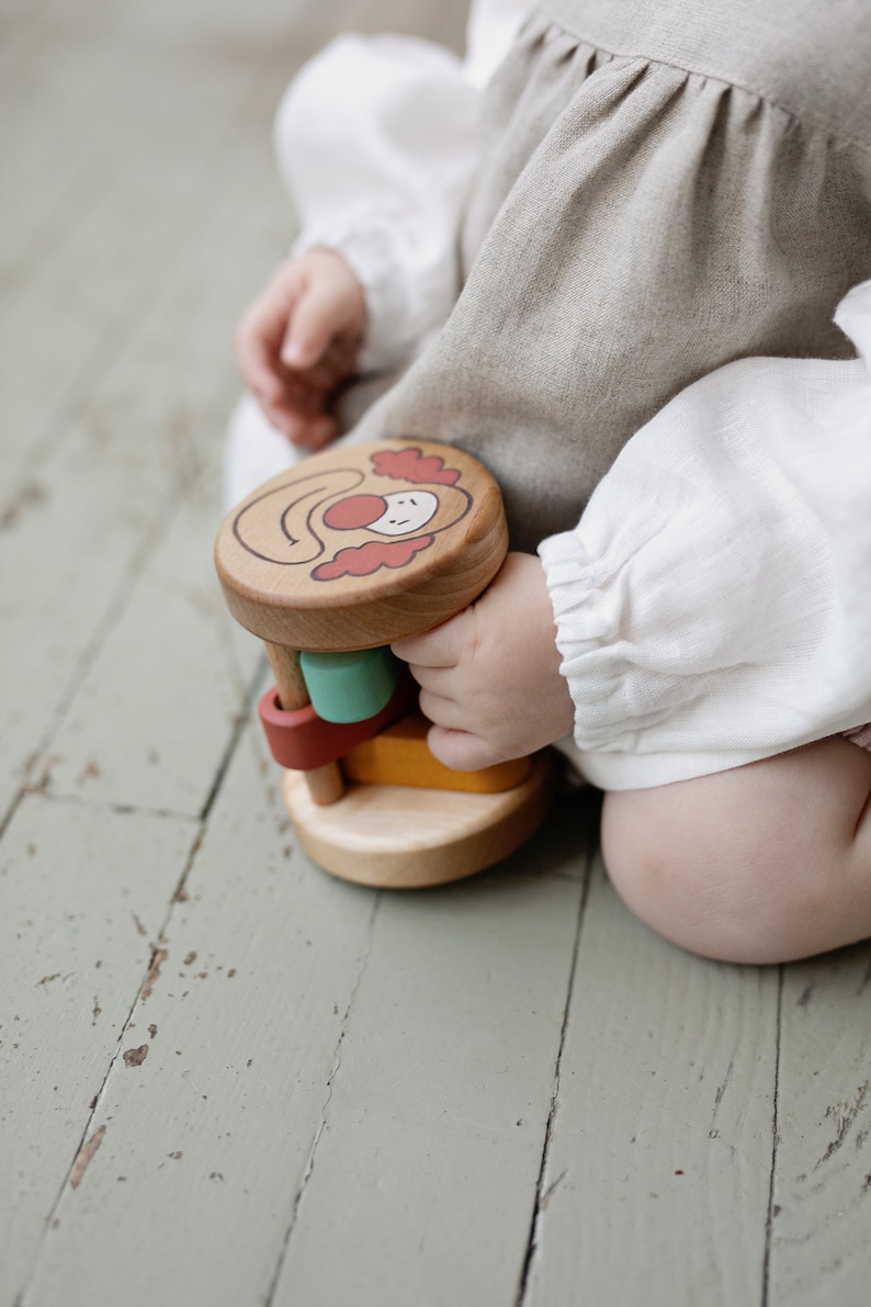 Face Bead Rattle Wooden Baby Roller Rattle: Vintage-inspired Toy - Etsy