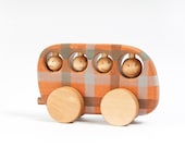 Personalized Wooden School Bus Toy: Birch Wood Vehicle
