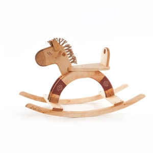 Wooden Rocking Horse, Wooden Rocking Toy, Wooden Horse Toy, Ride On Toy barn red