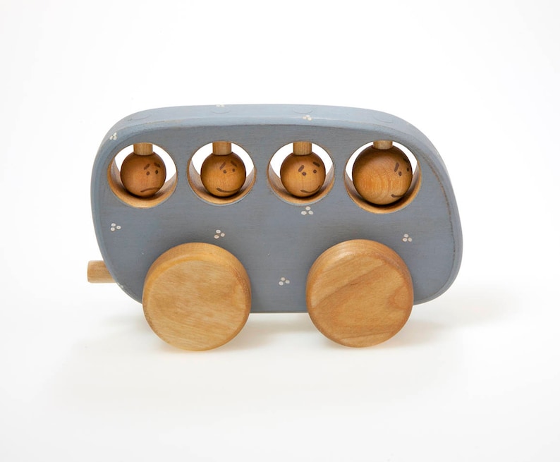 Wooden Toddler Toys, Montessori Toys, Wood Toy Bus, Wooden Toy Cars, Heirloom Toys, Handmade Wooden Toys image 2