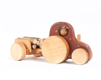 Wooden Tractor Toy, Wooden Toys for Boys
