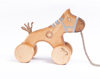 Horse Toy on Wheels, Eco Friendly Wood Pull Toy