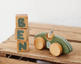 Wooden Name Blocks, Sea Green Baby Name Blocks