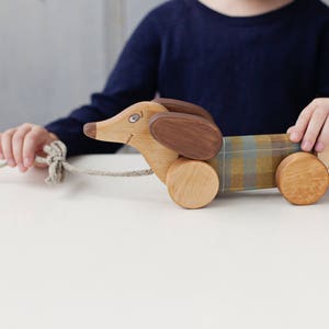 Unique 1st Birthday Gift Wooden Pull Toy Dog, Walk-A-Long Puppy for Girls and Boys, Wooden Dachshund Lover Gift image 6