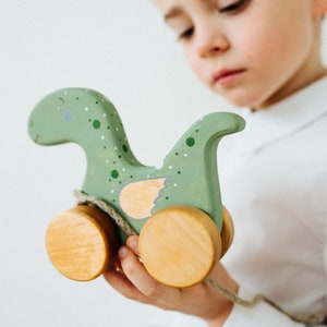 Wooden Dragon Toy, Natural Wood Toys, Wooden Pull Toys for Toddlers image 8