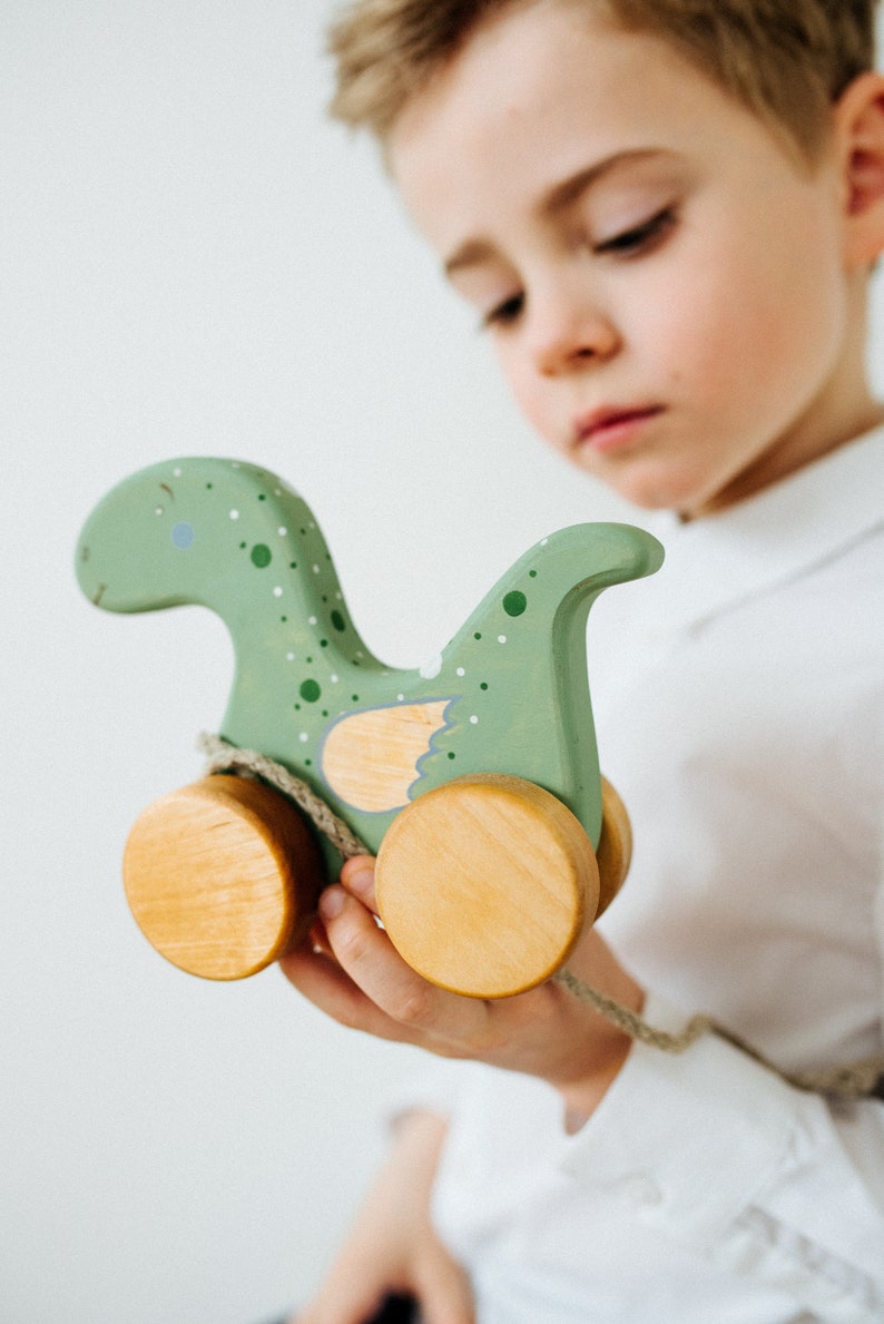 Wooden Dragon Toy, Natural Wood Toys, Wooden Pull Toys for Toddlers image 8
