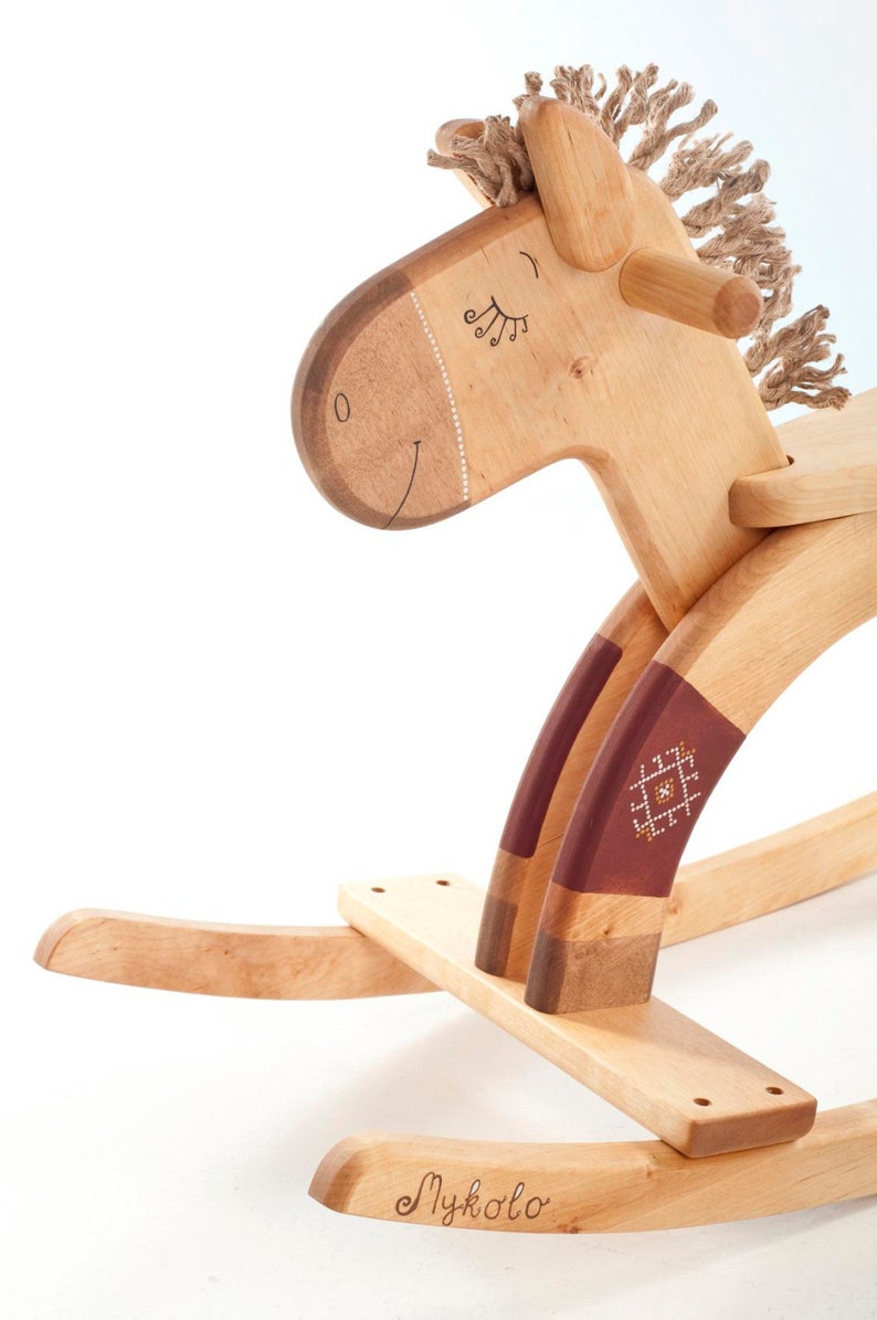 Wooden Toy, Rocking Horse, Personalized Kids Toy, Engraved Ride on Toy image 2