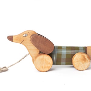 Pull Along Dog Wooden Sausage Dog Toy Best Wooden Toys for - Etsy