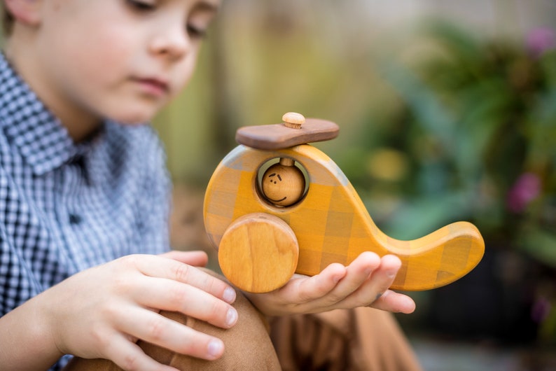 Wooden Helicopter Toy, Natural Toys for Toddlers, Wooden Toys image 2