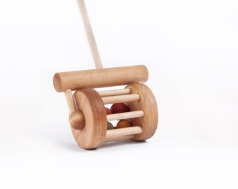 Wood Toy,  Wooden Push Rattle Toy, Lawn Mower Toy, Kids Wooden Toys, Push Along Toy for Toddlers