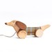 Personalized Toy Dog, Eco Friendly Pull Along Toy, Wooden Toy Dachshund, Dog Pull Toy, Green Dog on Wheels 
