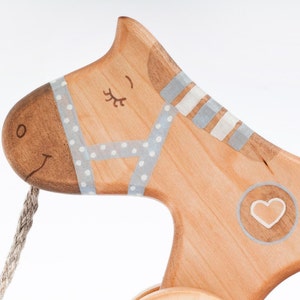 Horse Toy on Wheels, Eco Friendly Wood Pull Toy image 3