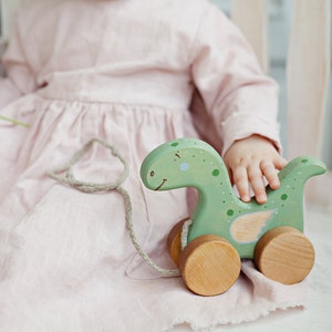 Wooden Dragon Toy, Natural Wood Toys, Wooden Pull Toys for Toddlers image 4