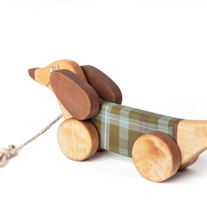 Unique 1st Birthday Gift Wooden Pull Toy Dog, Walk-A-Long Puppy for Girls and Boys, Wooden Dachshund Lover Gift image 2