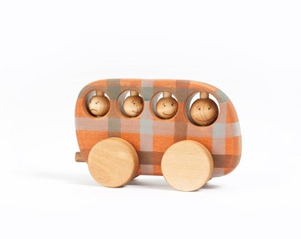 Wooden Vehicles, Montessori Toys for Toddlers, Bus Toy